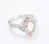 Affinity Marquise Exotic Morganite & White Zircon Ring, Sterling, Size 8